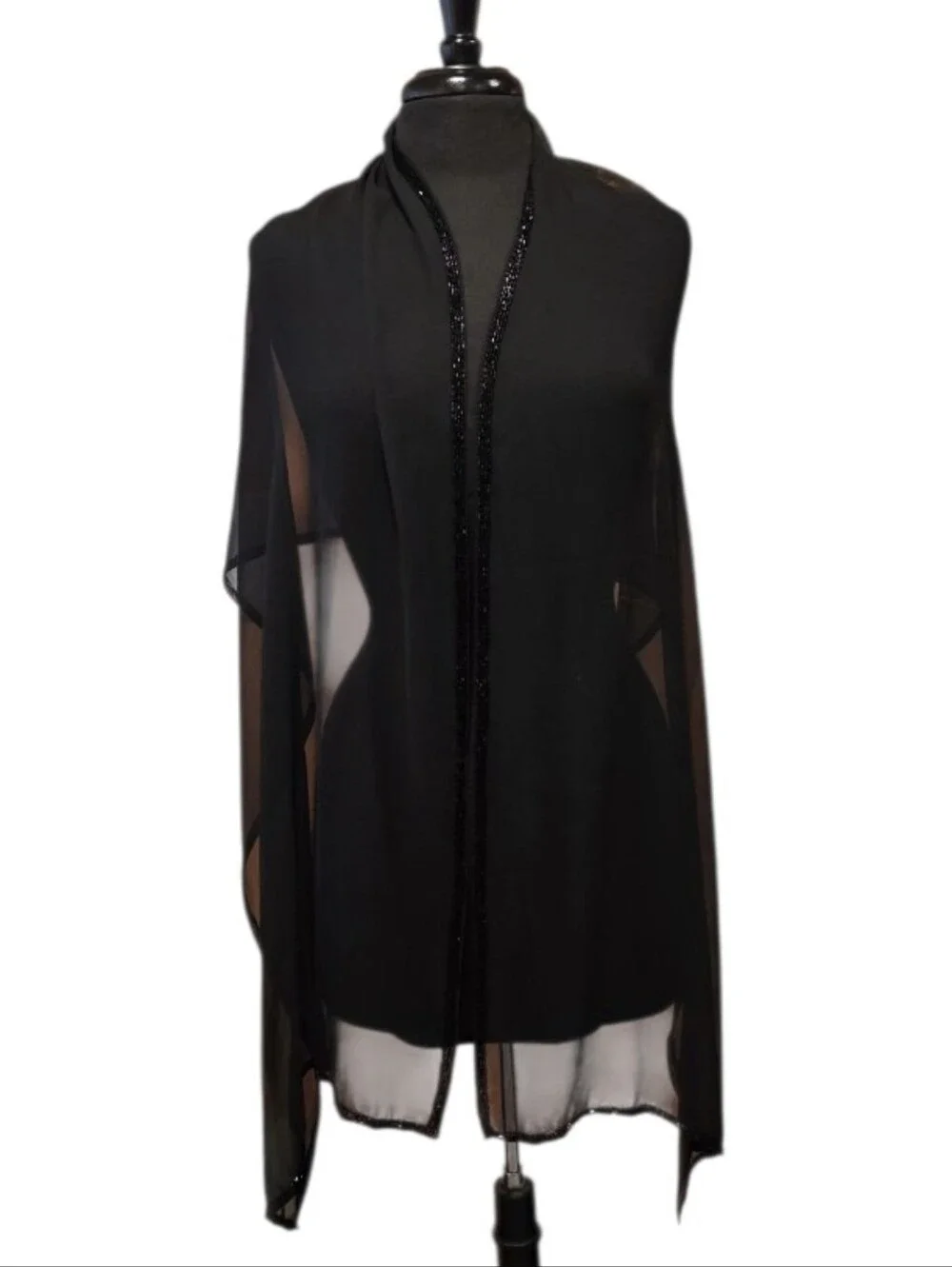 Elegant Black Sheer Evening Shawl